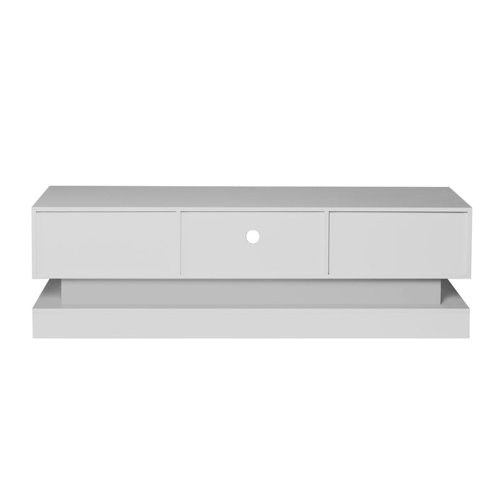 51.18" White Morden TV Stand With LED Lights, High Glossy Front TV Cabinet, Can Be Assembled In Lounge Room, Living Room Or Bedroom - White