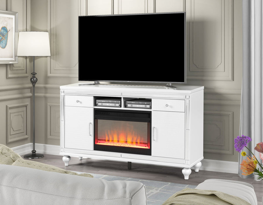 Sterling TV Stand With Electric Fireplace In White
