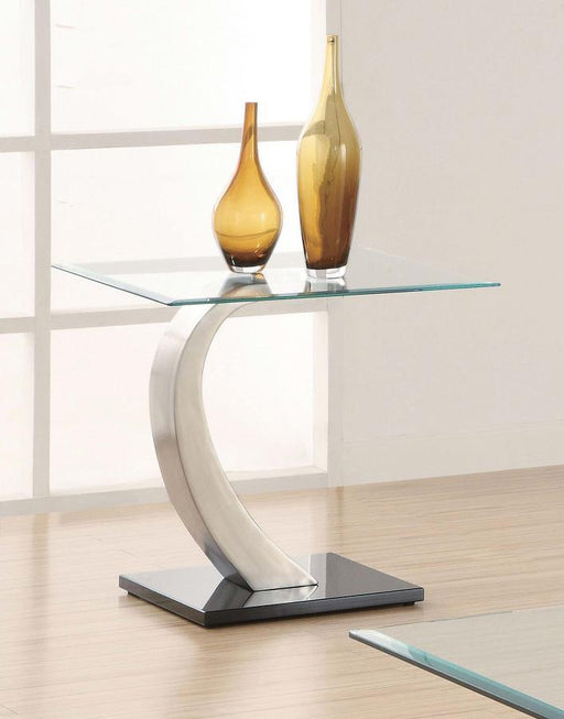 Pruitt - Glass Top End Table - Clear And Satin Unique Piece Furniture