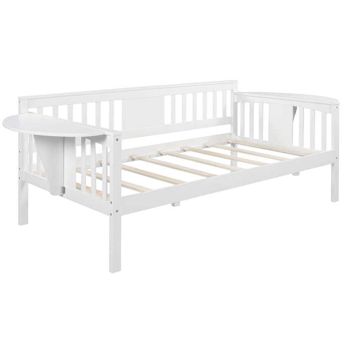Twin Size Daybed, Wood Slat Support - White