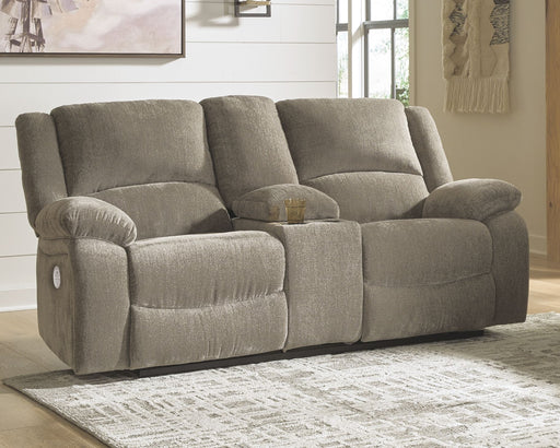Draycoll - Pewter - Dbl Rec Pwr Loveseat W/Console Unique Piece Furniture