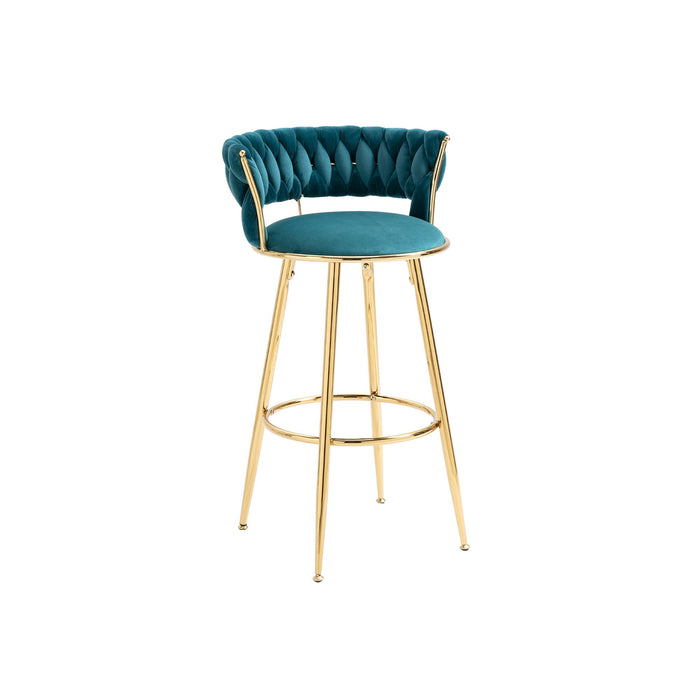 Coolmore Bar Stools With Back And Footrest Counter Height Bar Chairs - Teal