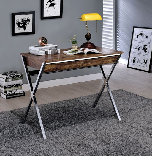 Callers - Desk - Weathered Oak & Chrome Unique Piece Furniture