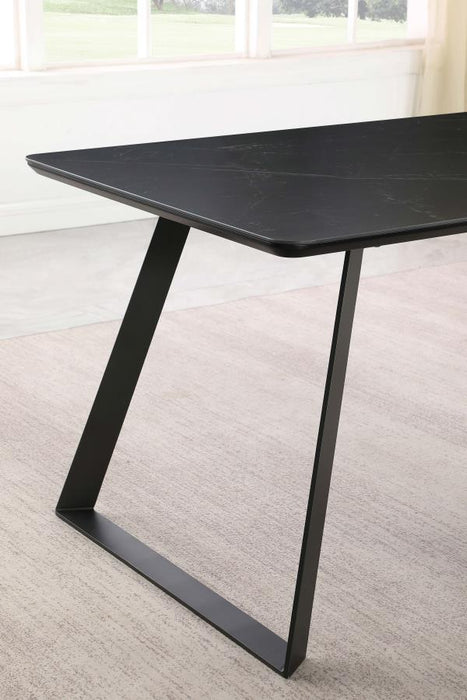 Smith - Rectangle Ceramic Top Dining Table - Black And Gunmetal Unique Piece Furniture