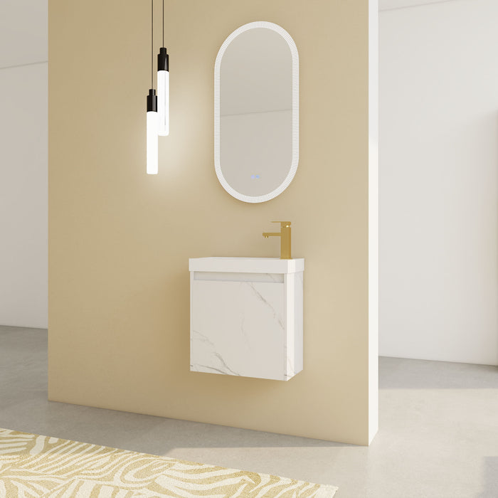 Floating Wall-Mounted Bathroom Vanity With Resin Sink & Soft-Close Cabinet Door - White
