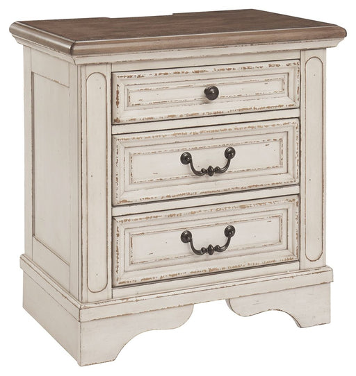 Realyn - White / Brown / Beige - Three Drawer Night Stand Unique Piece Furniture