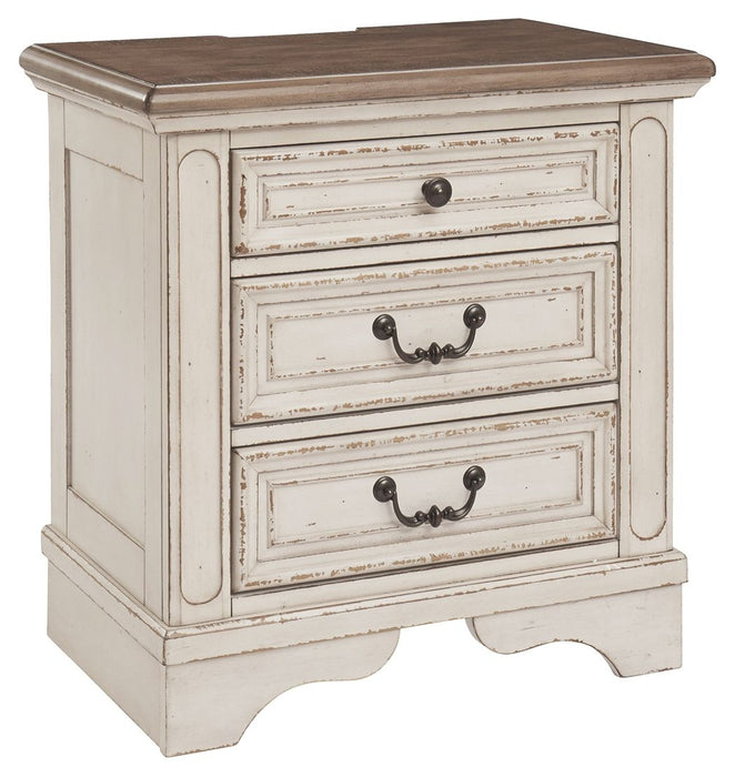 Realyn - White / Brown / Beige - Three Drawer Night Stand Unique Piece Furniture