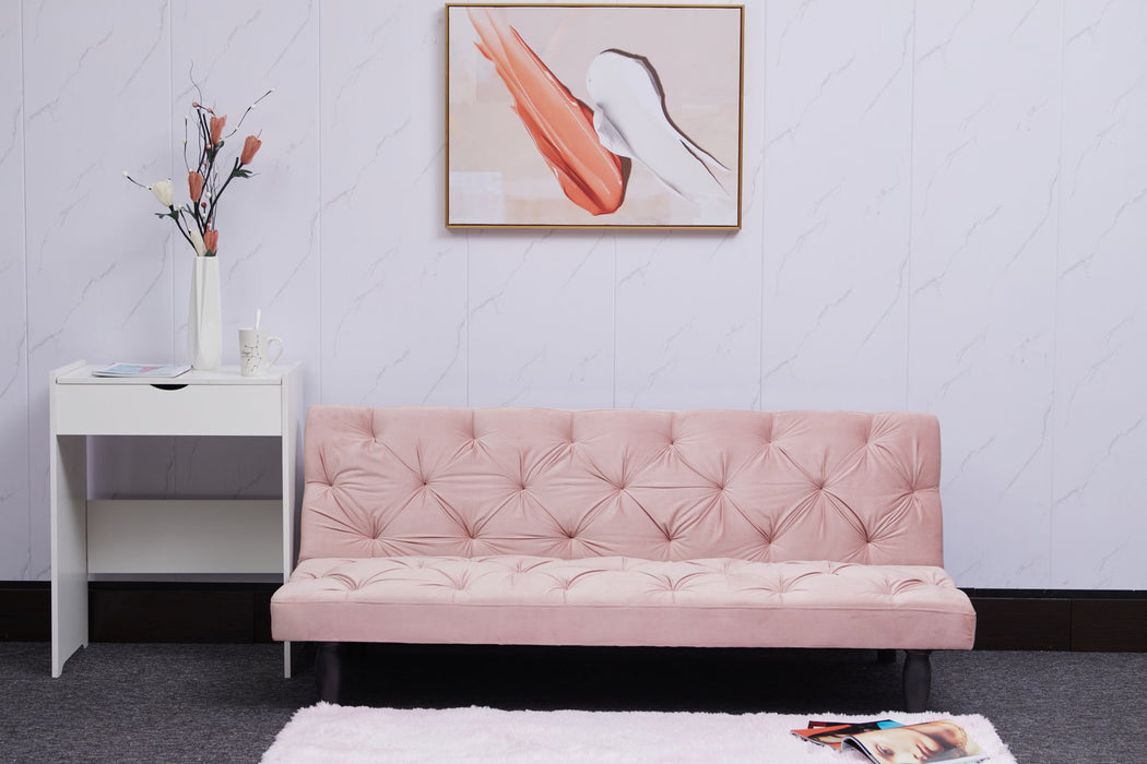 2534B Sofa Converts Into Sofa Bed 66" Pink Velvet Sofa Bed Suitable For Family, Apartment, Bedroom