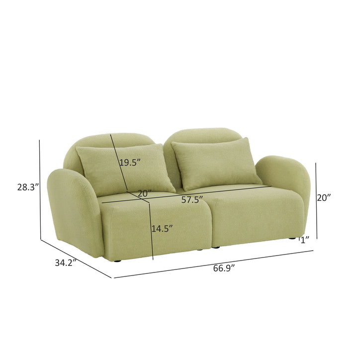 Living Room Furniture Lazy Sofa Loveseat Teddy Fabric Light Green