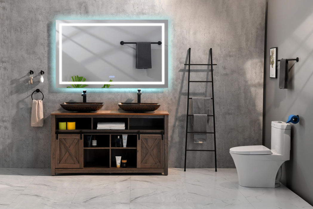 Frameless LED Single Bathroom Vanity Mirror In Polished Crystal Bathroom Vanity LED Mirror With 3 Color Lights Mirror For Bathroom Wall Smart Lighted Vanity Mirrors Dim