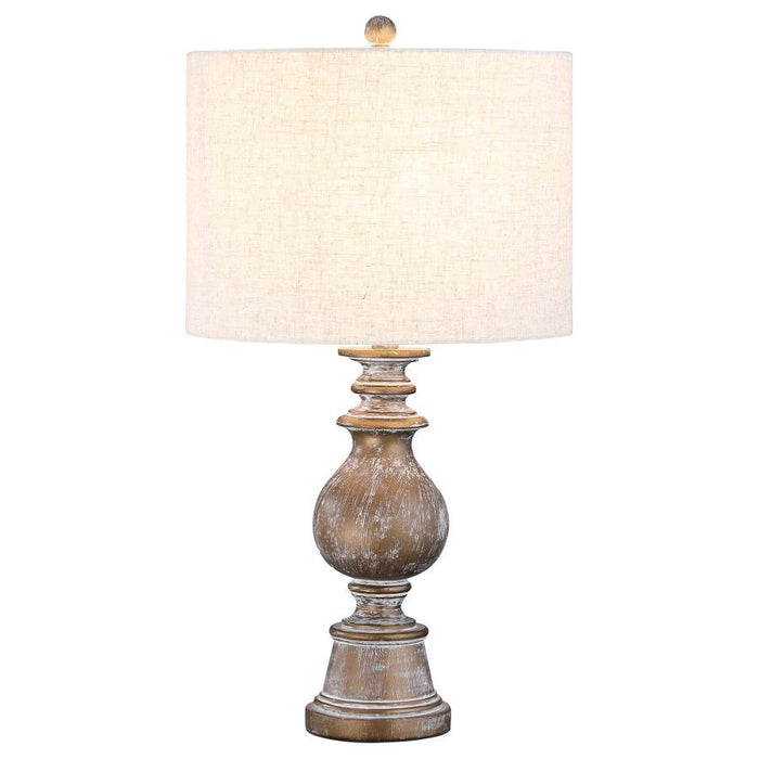 Brie - Drum Shade Table Lamp - Oatmeal And Antique Gold Unique Piece Furniture