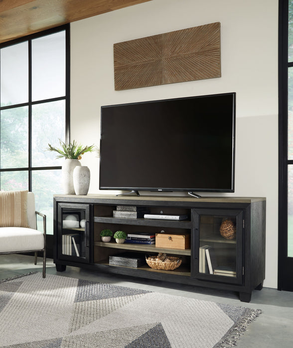 Foyland - Black / Brown - Xl TV Stand W/Fireplace Option Unique Piece Furniture