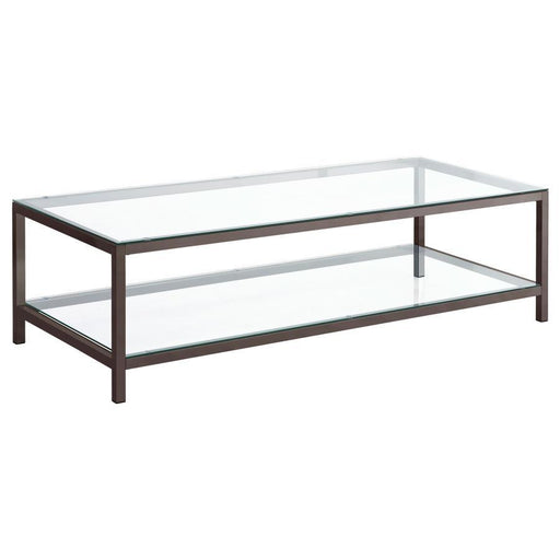 Trini - Coffee Table With Glass Shelf - Black Nickel Unique Piece Furniture