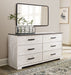 Shawburn - White / Black / Gray - Six Drawer Dresser - Pewter-tone Pulls Unique Piece Furniture