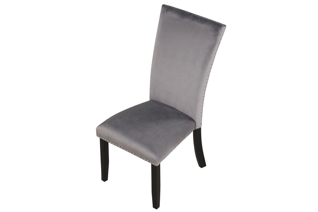 (Set of 2) Dinging Chairs, Velvet - Upholstered Chairs With Nailhead - Trimmed, Rubber Wood Legs, Gray, Size: 19.75" W X26.5" D X40.75" H