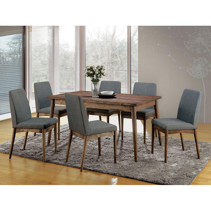 (Set of 2) Padded Fabric Dining Chairs In Natural Tone And Gray