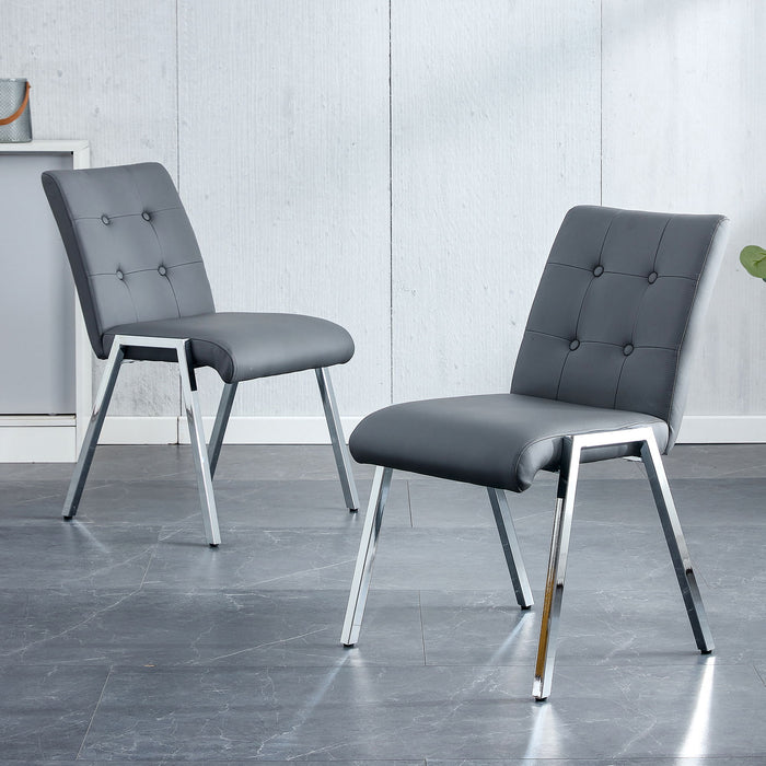 Grid Armless High Back Dining Chair, (Set of 2) - Gray