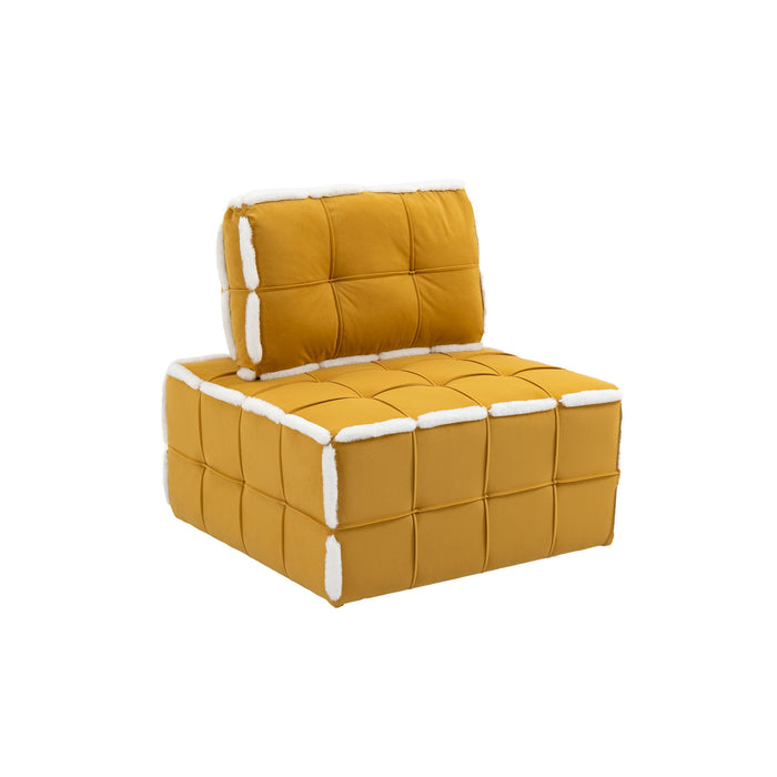 Coolmore Upholstered Deep Seat Armless Accent Single Lazy Sofa Lounge Arm Chair, Comfy Oversized Leisure Barrel Chairs For Living Room / Office / Meetingroom / Aparment / Bedroom Furniture Set - Musterd Yellow