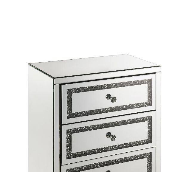 Noor - Cabinet - Mirrored & Faux Diamonds Inlay Unique Piece Furniture
