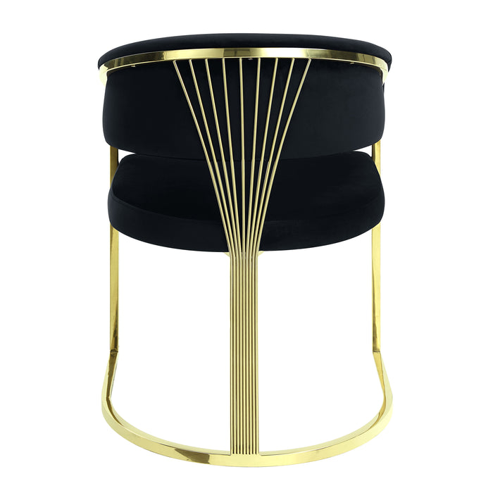 Acme Fallon Side Chair, Black Velvet & Mirrored Gold Finish