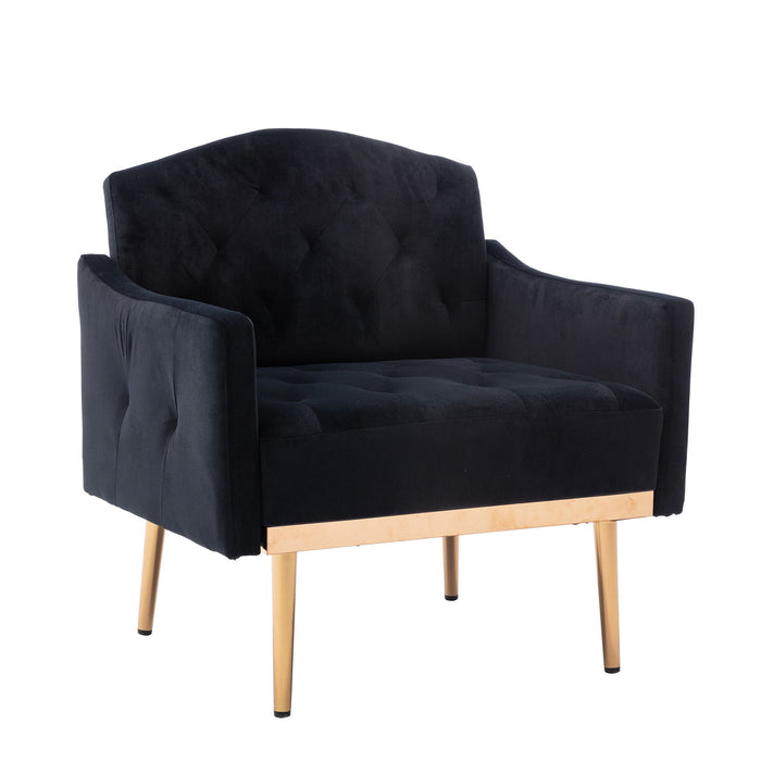 Coolmore Accent Chair, Leisure Single Sofa With Rose Golden Feet - Black & Beige Legs