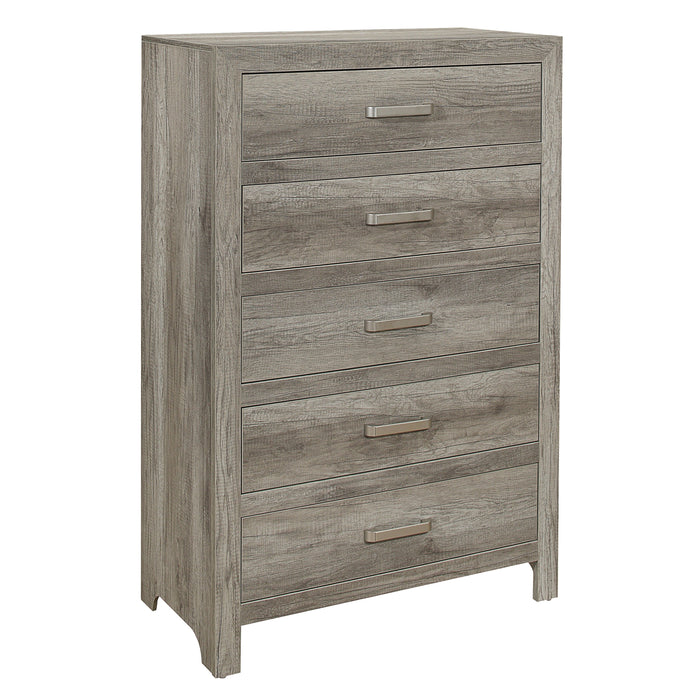 Transitional Aesthetic Weathered Gray Finish Chest With Drawers Storage Wood Veneer Rusticated Style Bedroom Furniture
