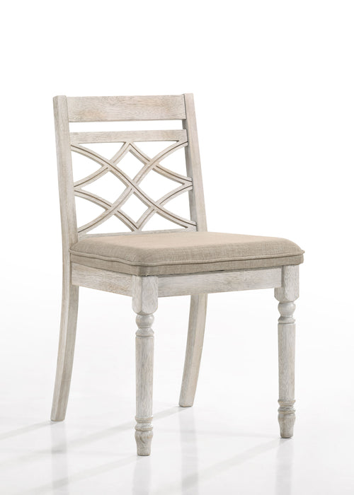 Acme Cillin Side Chair (Set of 2) Fabric & Antique White Finish