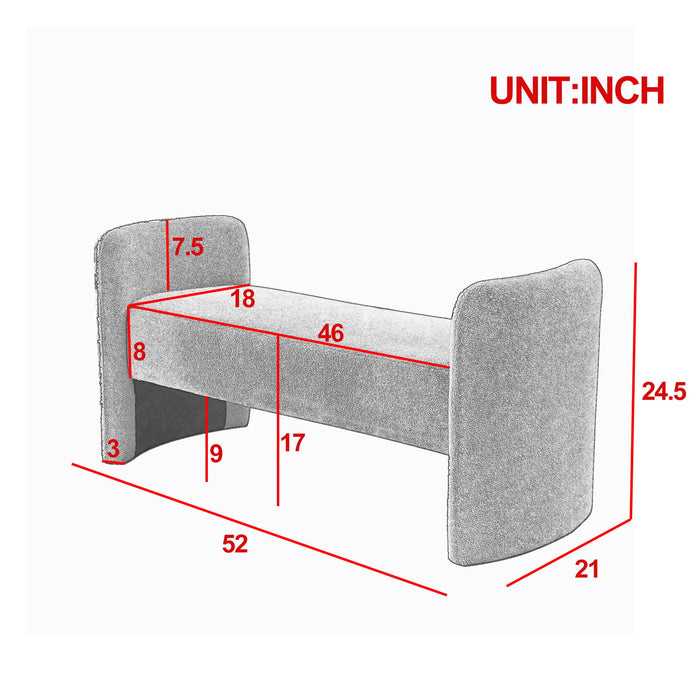 Welike Bench For Bedroom End Of Bed Modern Contemporary Design Ottoman Couch Long Bench Window Sitting Fireplace Bench, Teddy