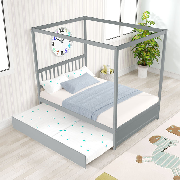Full Bed With Twin Trundle For Gray Color