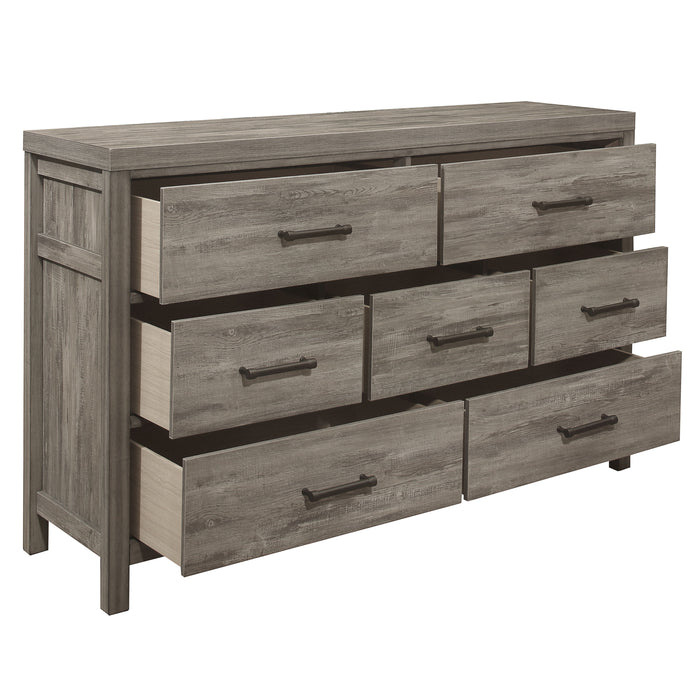 Rustic Style Bedroom Dresser Of 7 Drawers Weathered Gray Finish Premium Melamine Laminate Wooden Furniture 1 Piece
