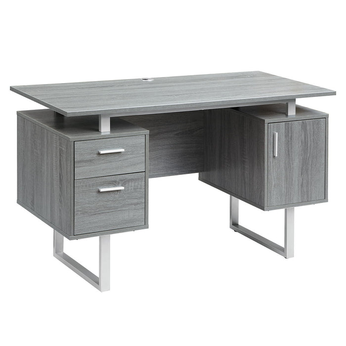 Techni Mobili Modern Office Desk With Storage, Gray