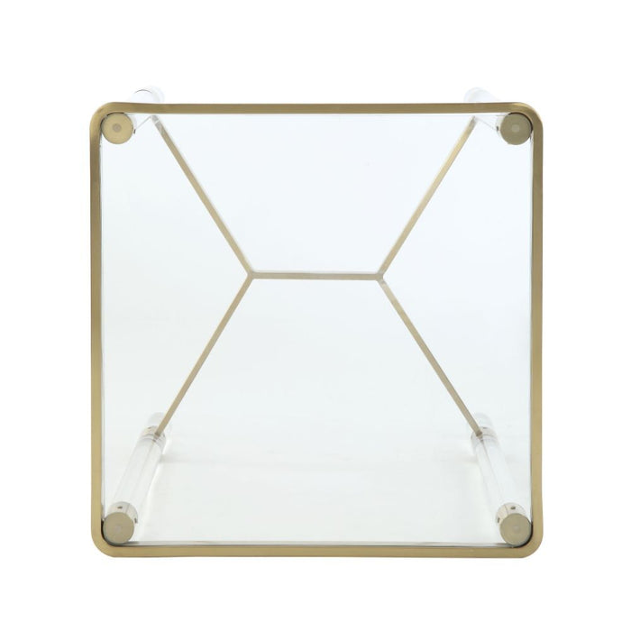 Penstemon - End Table - Clear Acrylic, Gold Stainless Steel & Clear Glass Unique Piece Furniture