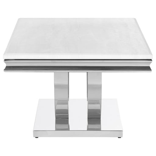 Kerwin - U-Base Rectangle Coffee Table - White And Chrome Unique Piece Furniture
