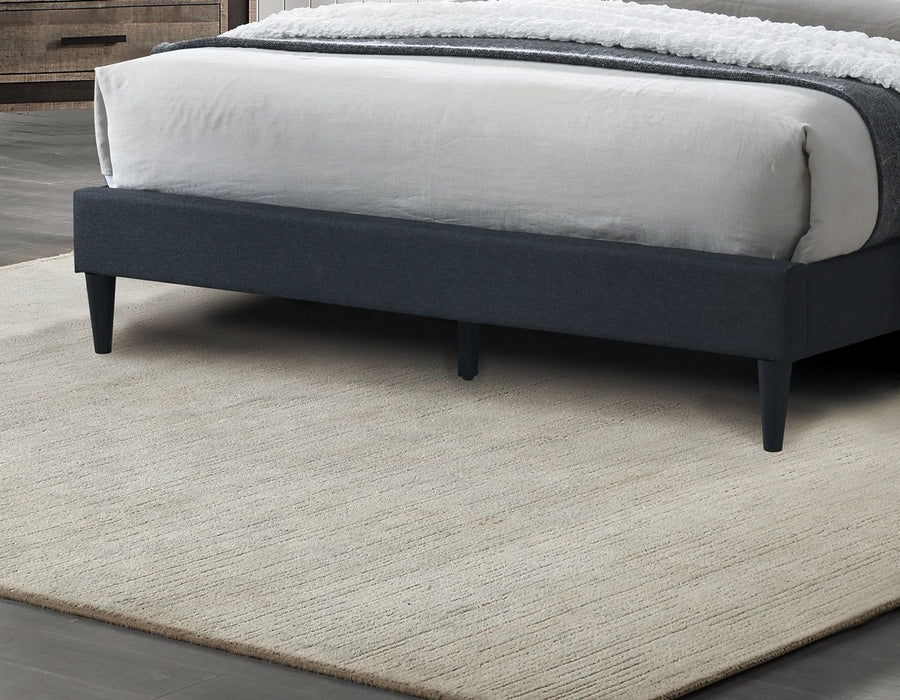 Charcoal Color 1 Piece Queen Size Bed Burlap Fabric Headboard Upholstered Bedroom Furniture Platform Bedframe