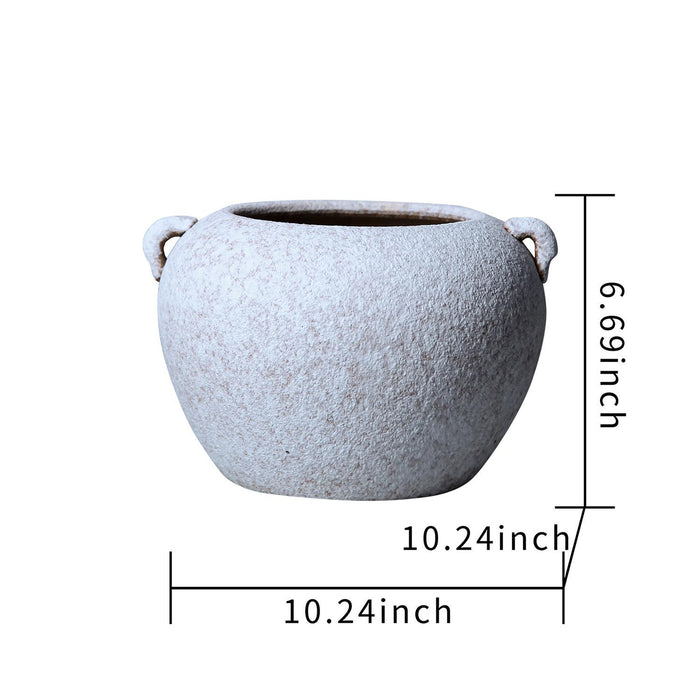 Artisan Ceramic Gray Stone Vase 10"D X 7"H - Country Charm For Your Home