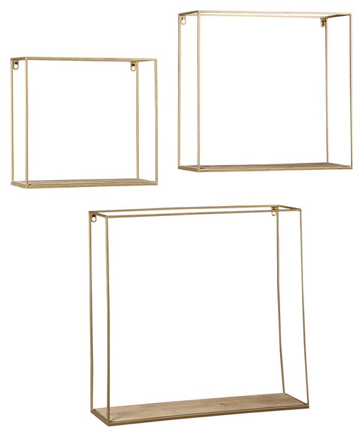 Efharis - Natural / Gold Finish - Wall Shelf Set (Set of 3) Unique Piece Furniture