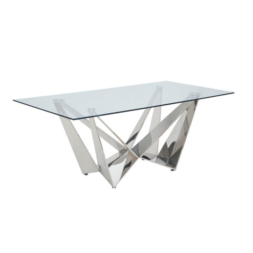 Dekel - Dining Table - Clear Glass & Stainless Steel Unique Piece Furniture