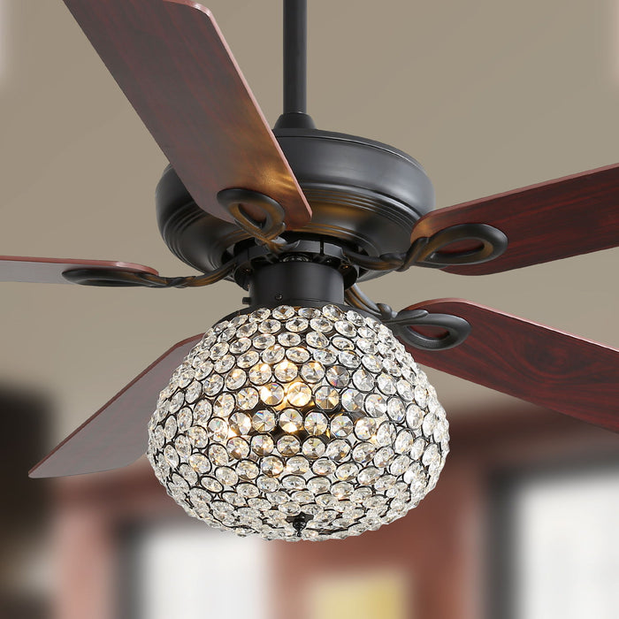 Crystal Ceiling Fan With 3 Speed Wind 5 Plywood Blades Remote Control Reversible Bldc Motor