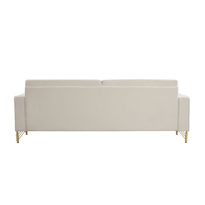 Modern Velvet Couch With Gold Legs, Upholstered Sofa For Living Room - White