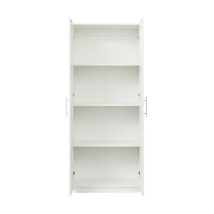 High Wardrobe And Kitchen Cabinet With 2 Doors And 3 Partitions To Separate 4 Storage Spaces - White - Wood