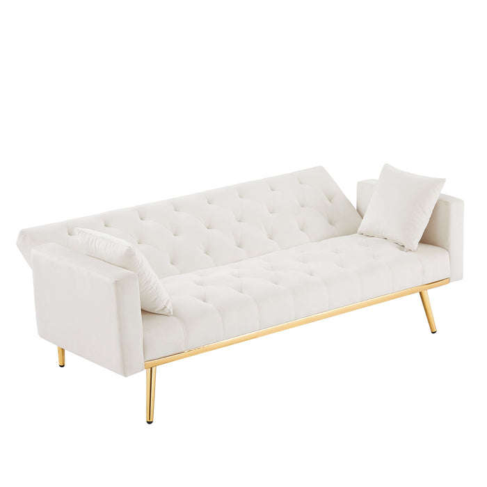 Cream White Convertible Folding Futon Sofa Bed, Sleeper Sofa Couch For Compact Living Space