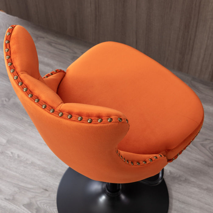 Swivel Velvet Barstools AdjUSAtble Seat Height From 25 - 33", Modern Upholstered Bar Stools With Backs Comfortable Tufted For Home Pub And Kitchen Island (Orange, (Set of 2)