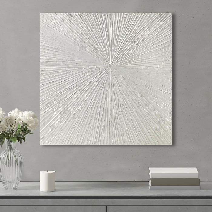 Hand Painted Dimensional Resin Wall Art - White