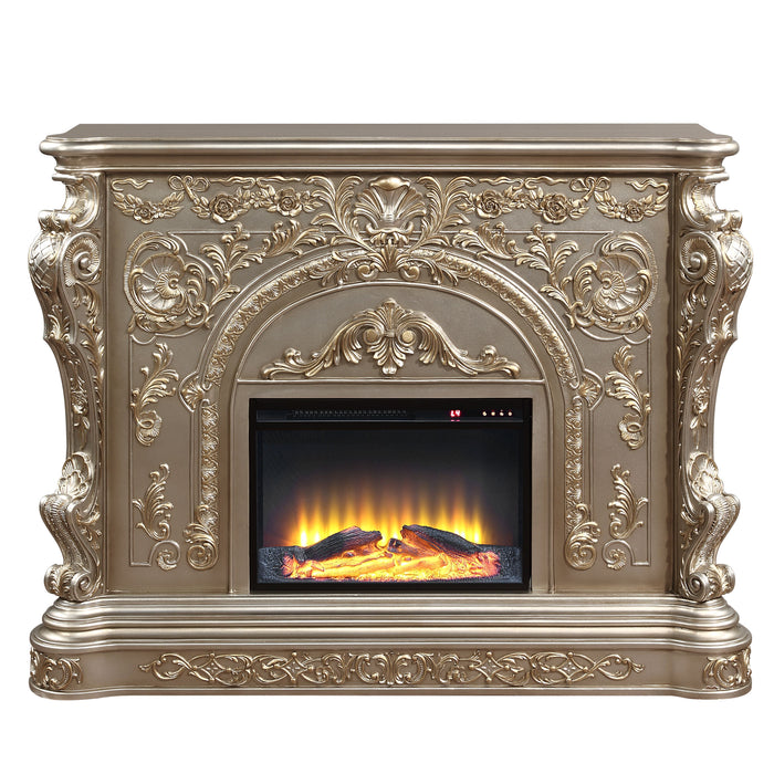 Acme Danae Fireplace Antique Silver & Gold Finish