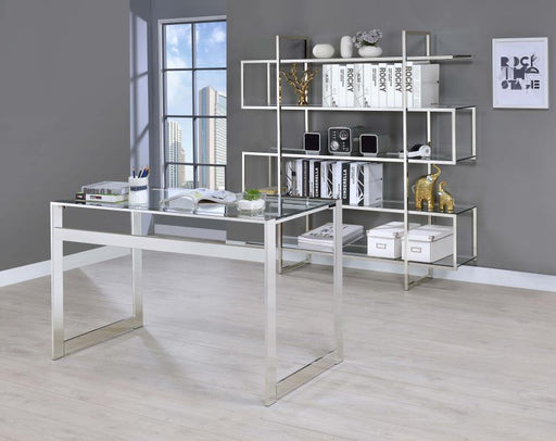 Hartford - Glass Top Writing Desk - Chrome Unique Piece Furniture