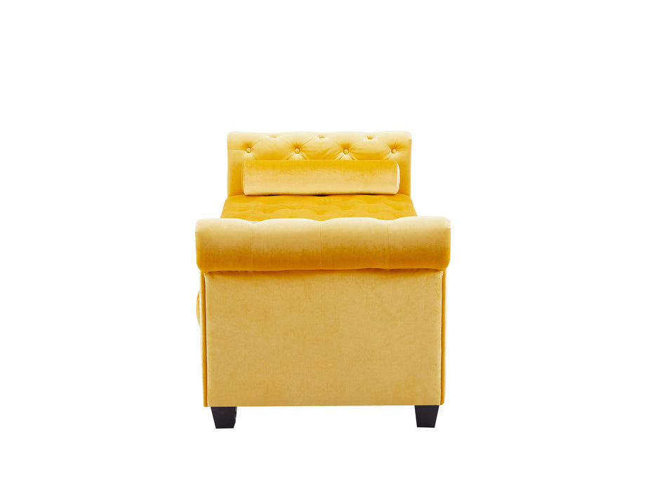 Yellow Pleuche Rectangular Large Sofa Stool