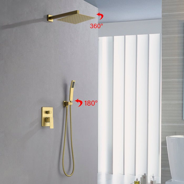 Complete Shower System, With Rough In Valve Gold