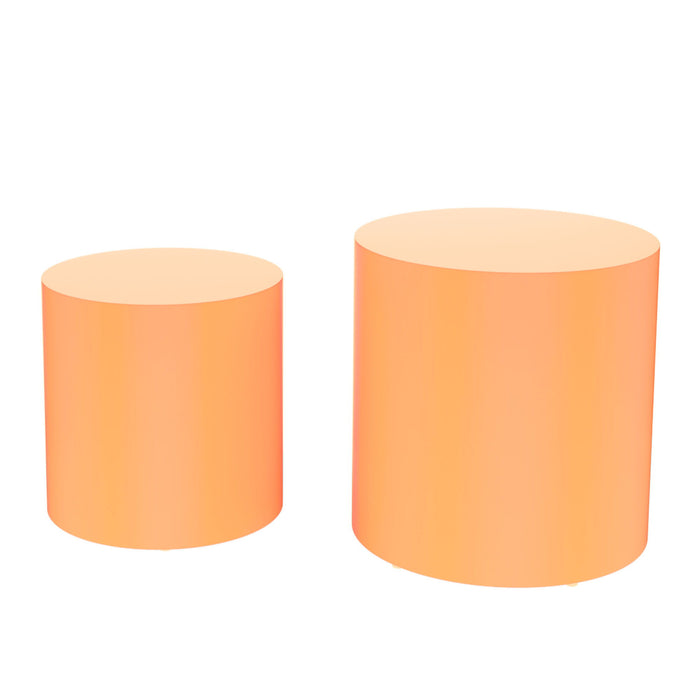 Upgrade MDF Nesting Table (Set of 2), Mutifunctional For Living Room / Small Space / Goods Display, Bright Orange