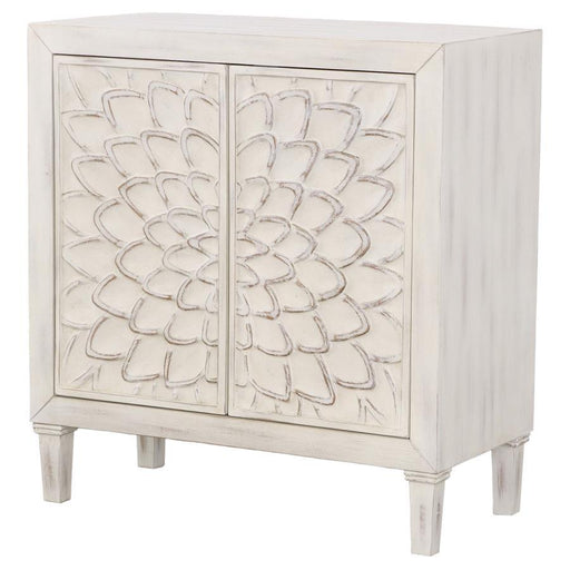 Clarkia - Accent Cabinet With Floral Carved Door - White Unique Piece Furniture