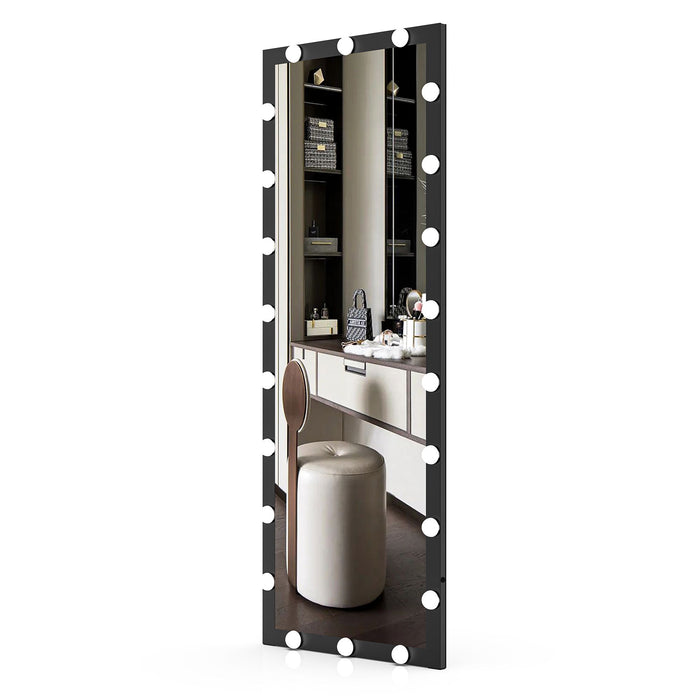 Hollywood Style Full Length Vanity Mirror With LED Light Bu Lbs Bedroom Hotel Long Wall Mouted Full Body Mirror Large Floor Dressing Mirror With Lights Black